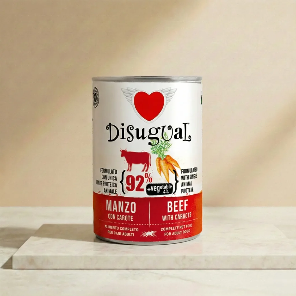Lata de 400 gramos de Disugual Ternera con zanahorias comida húmeda