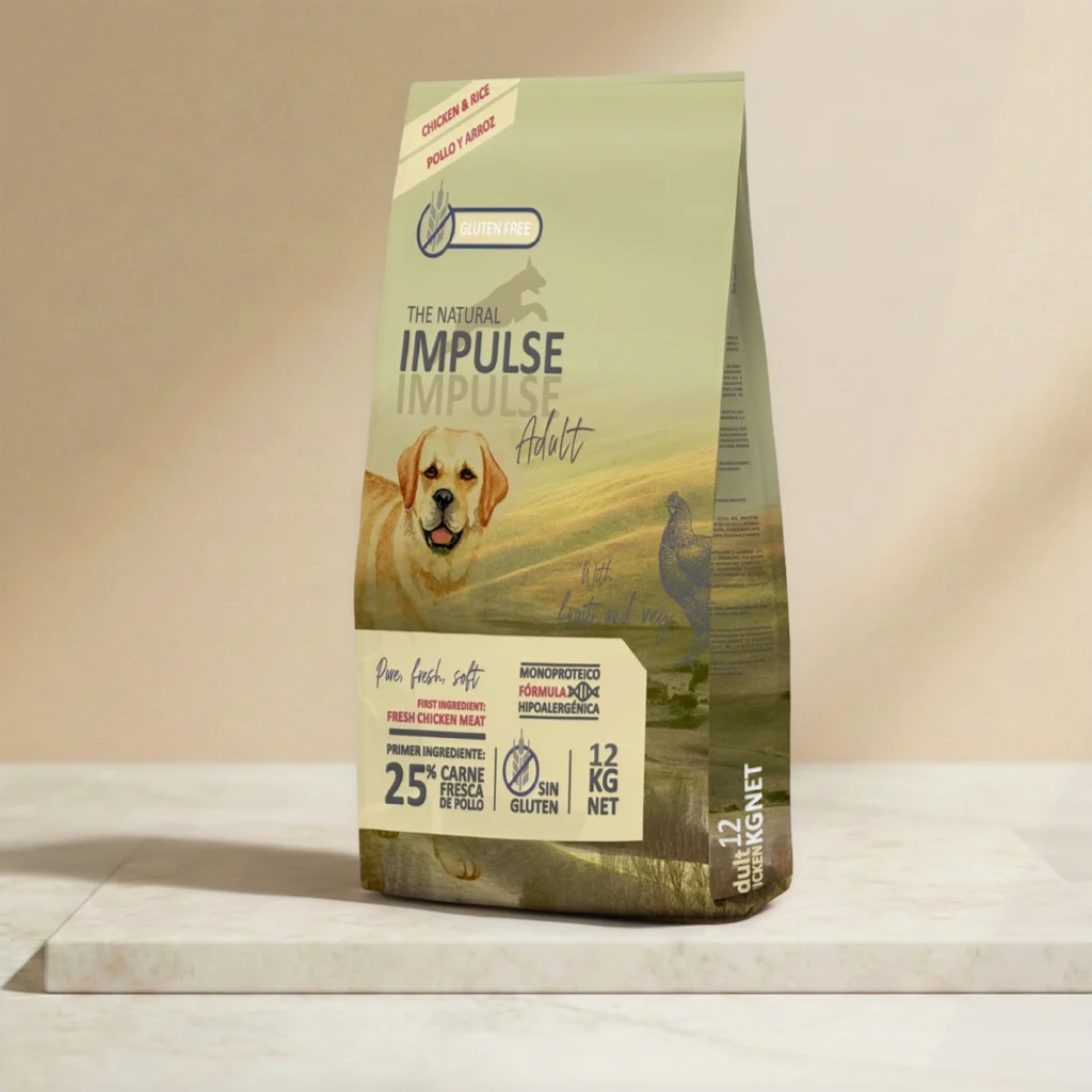 Saco de 12 Kg de pienso seco de arroz y pollo para perros adultos