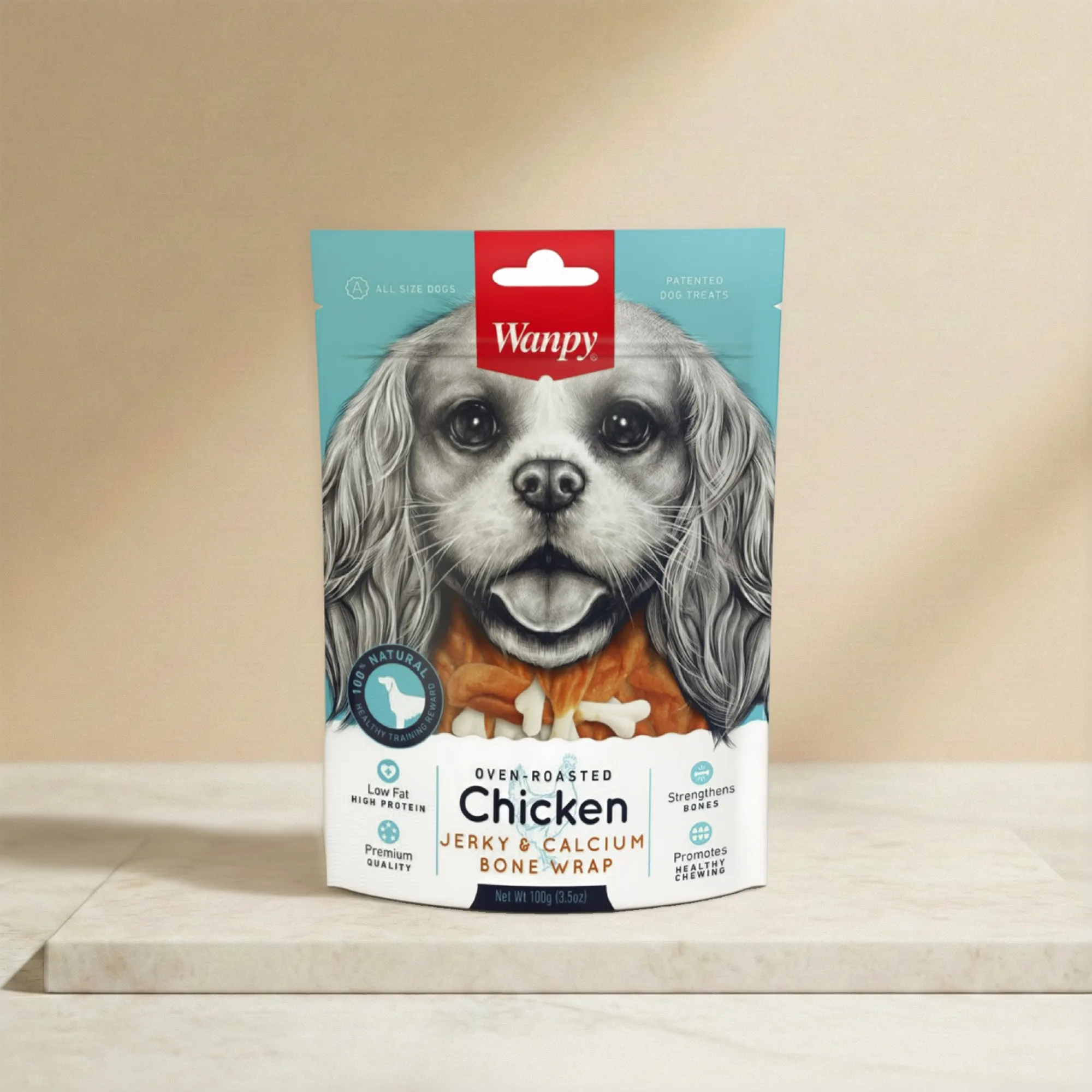 Wanpy snack de pollo envuelto en hueso de calcio