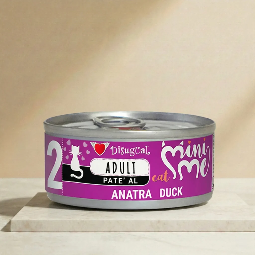 Lata de Disugual pate de pato para gastos adultos de 85 gramos