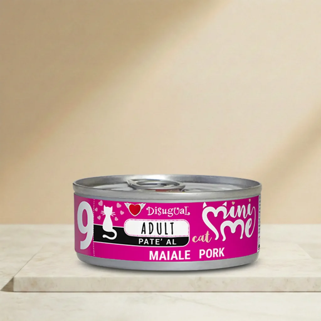 Lata de Disugual pate de cerdo para gatos adultos de 85 gramos