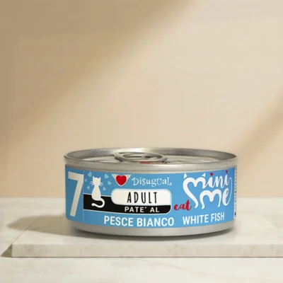Lata de Disugual pate de pescado blanco para gatos adultos de 85 gramos