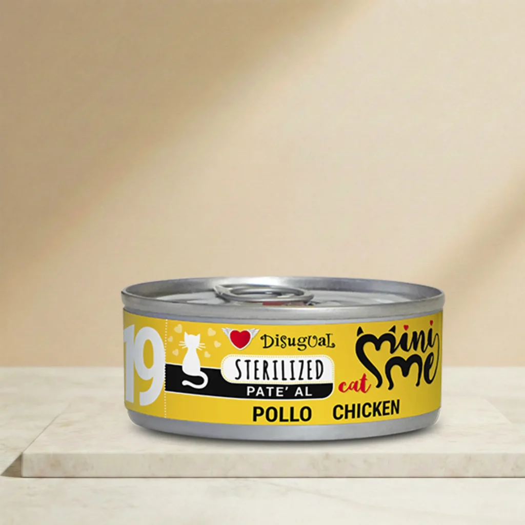 Lata de Disugual pate de pollo para gatos esterilizados de 85 gramos
