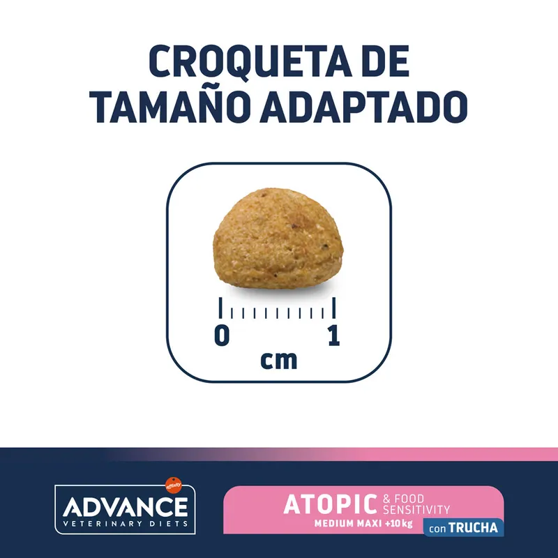 Advance Veterinary Diets Dog Atopic & Food Sensitivity Medium/Maxi – Dieta Dermatológica e Intolerancias Alimentarias tamaño croqueta