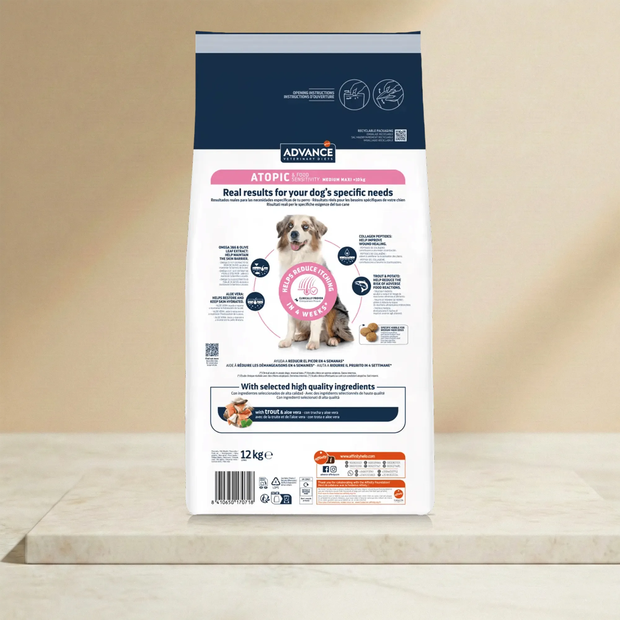 Advance Veterinary Diets Dog Atopic & Food Sensitivity Medium/Maxi – Dieta Dermatológica e Intolerancias Alimentarias
