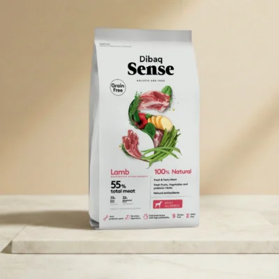 Pienso premium sin cereales para perros con carne fresca de cordero.