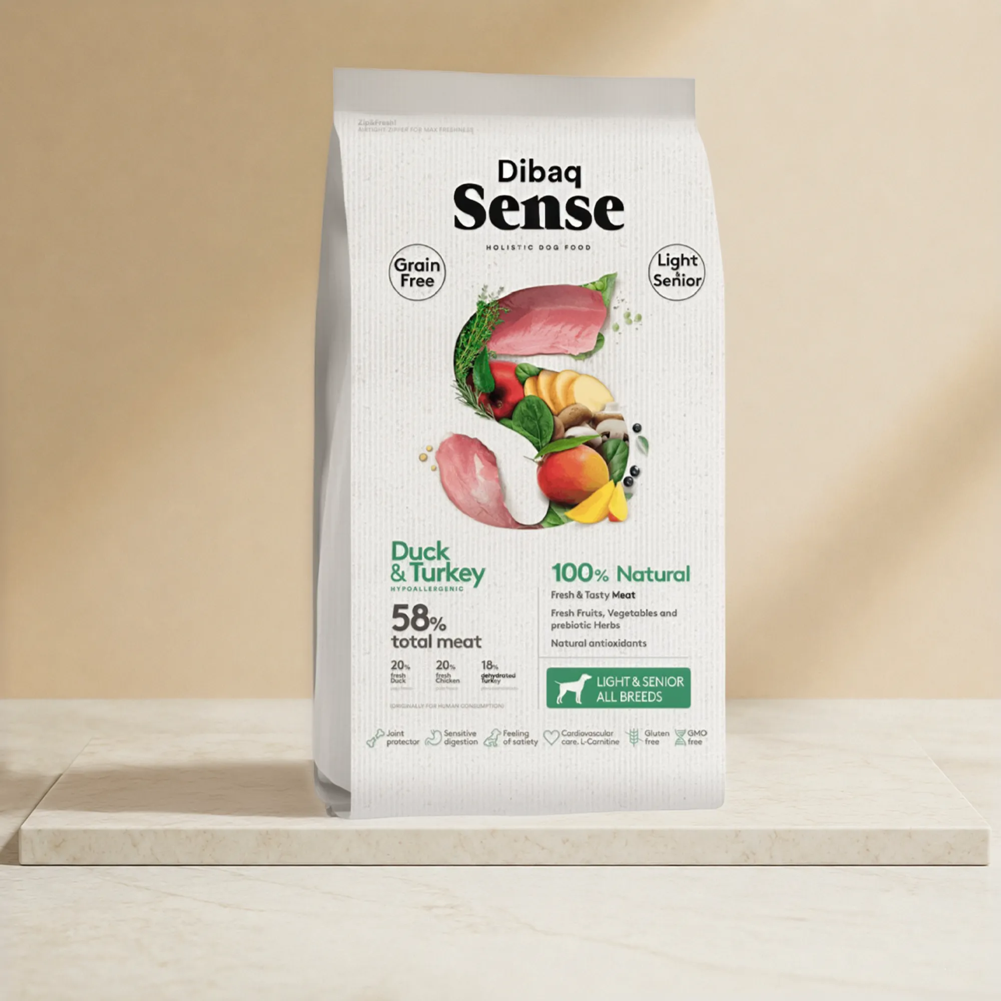 Alimento hipoalergénico y 100% natural para perros senior o mayores de 7 años y para adultos con tendencia a la obesida