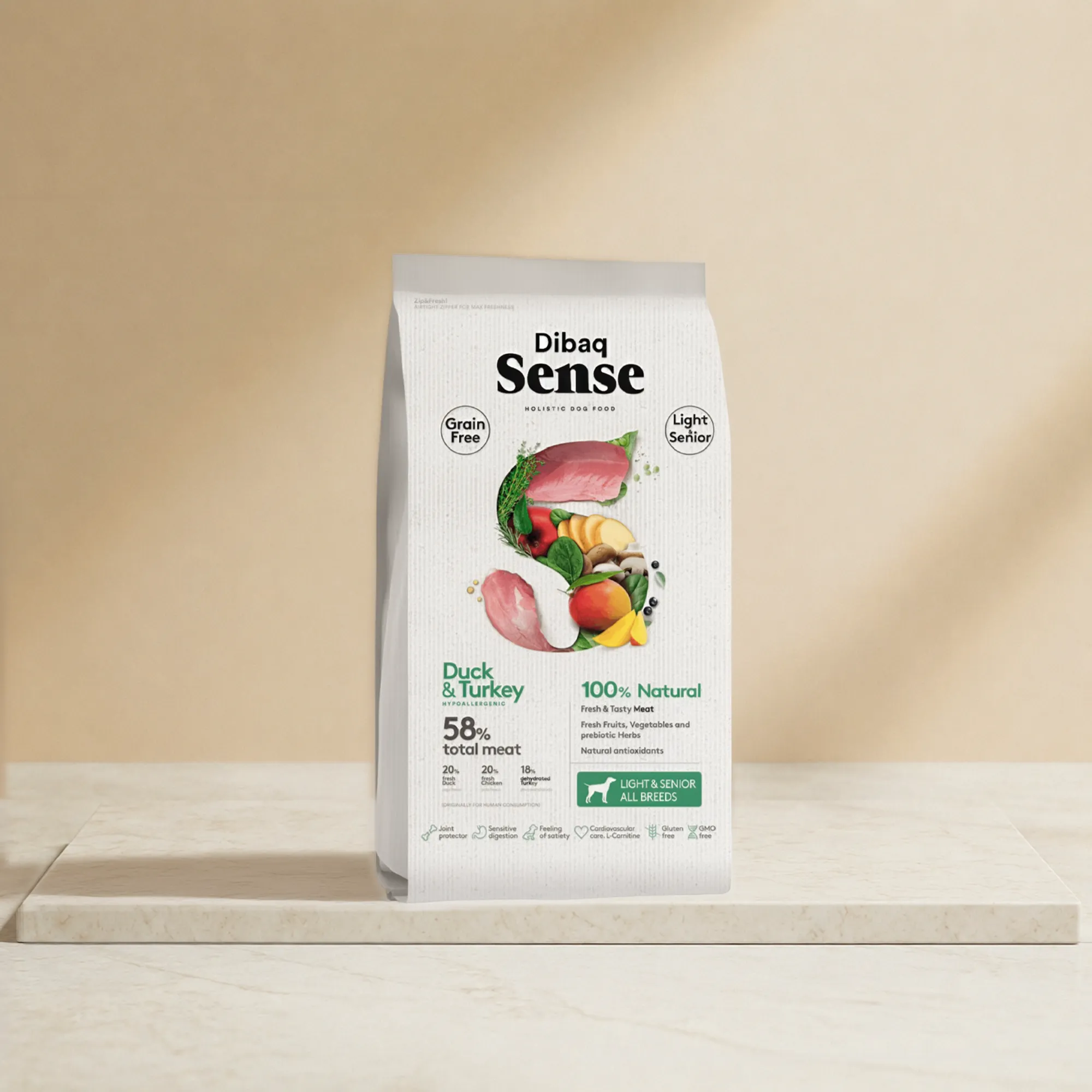 Alimento hipoalergénico y 100% natural para perros senior o mayores de 7 años y para adultos con tendencia a la obesida