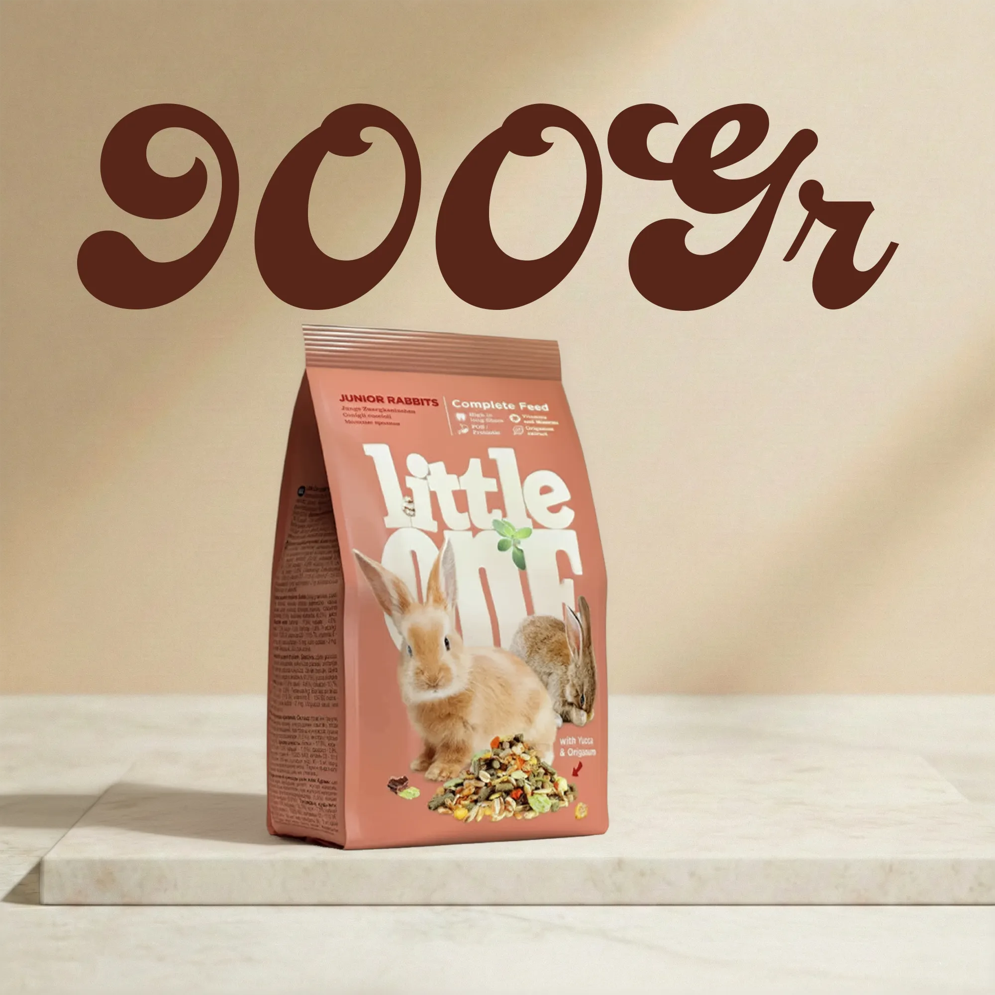 Alimento completo para conejos jóvenes en crecimiento, con mezcla de ingredientes vegetales y alto contenido en fibra que favorece la digestión y el correcto desgaste dental. Formato 900gr